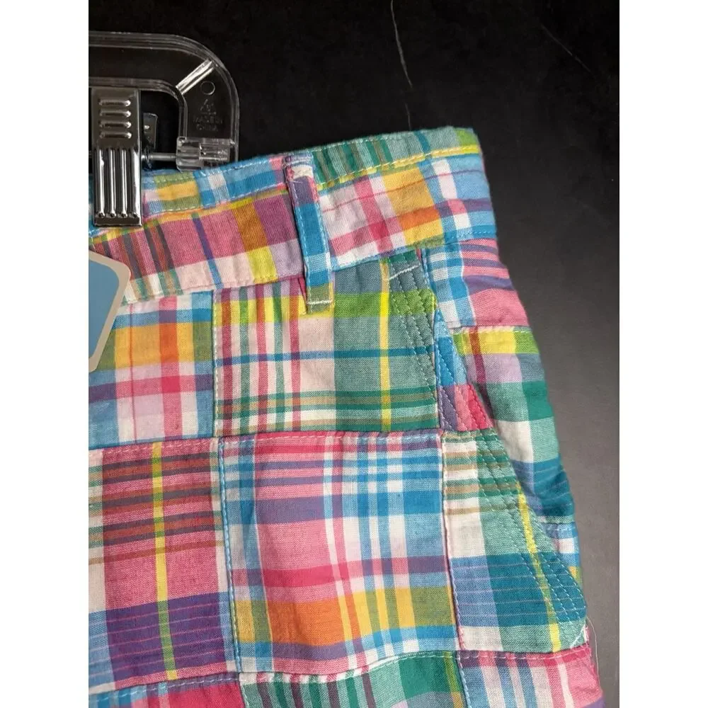 Castaway Sailing Shorts Women’s 12 Caribbean Patch Madras Cotton Preppy